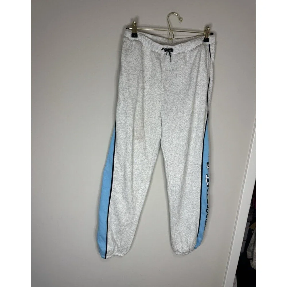 NASCAR Girls Fleece Jogger Pants Gray/Blue Drawstring Pockets XL (16-18)